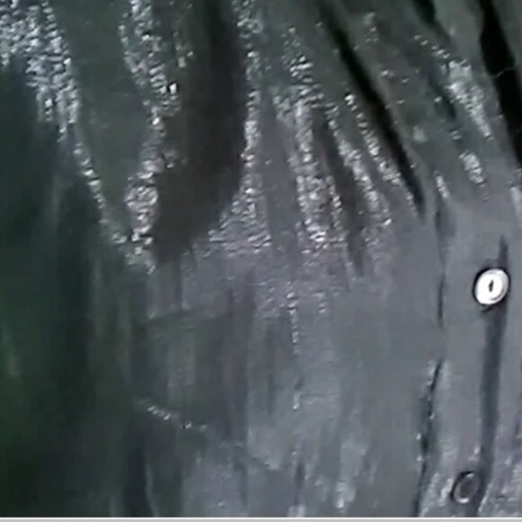 Black Shimmery Blouse with Short Puffy Bouffant Sleeves Size Small - Picture 4 of 4